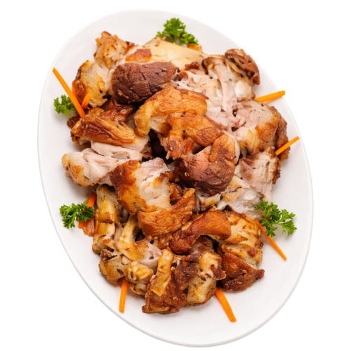 Crispy pata chopped pork leg served on a platter.