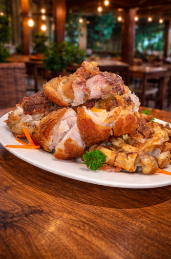 Crispy lechon kawali served at Mangroves Cafe & Resto in Bulasa Mangrove Resort