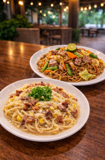Creamy Carbonara and Pancit Canton dining experience at Mangroves Cafe & Resto in Bulasa Mangrove Resort